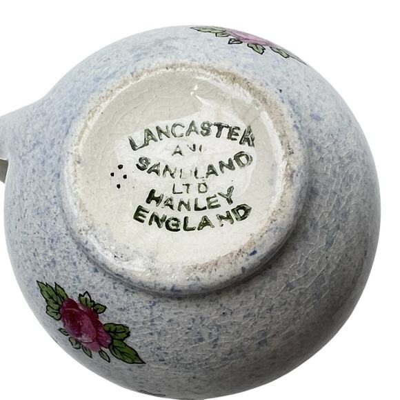 Vintage Mini Creamer And Bowl Lancaster Sandland Pink Flowers Hanley England - Picture 5 of 16